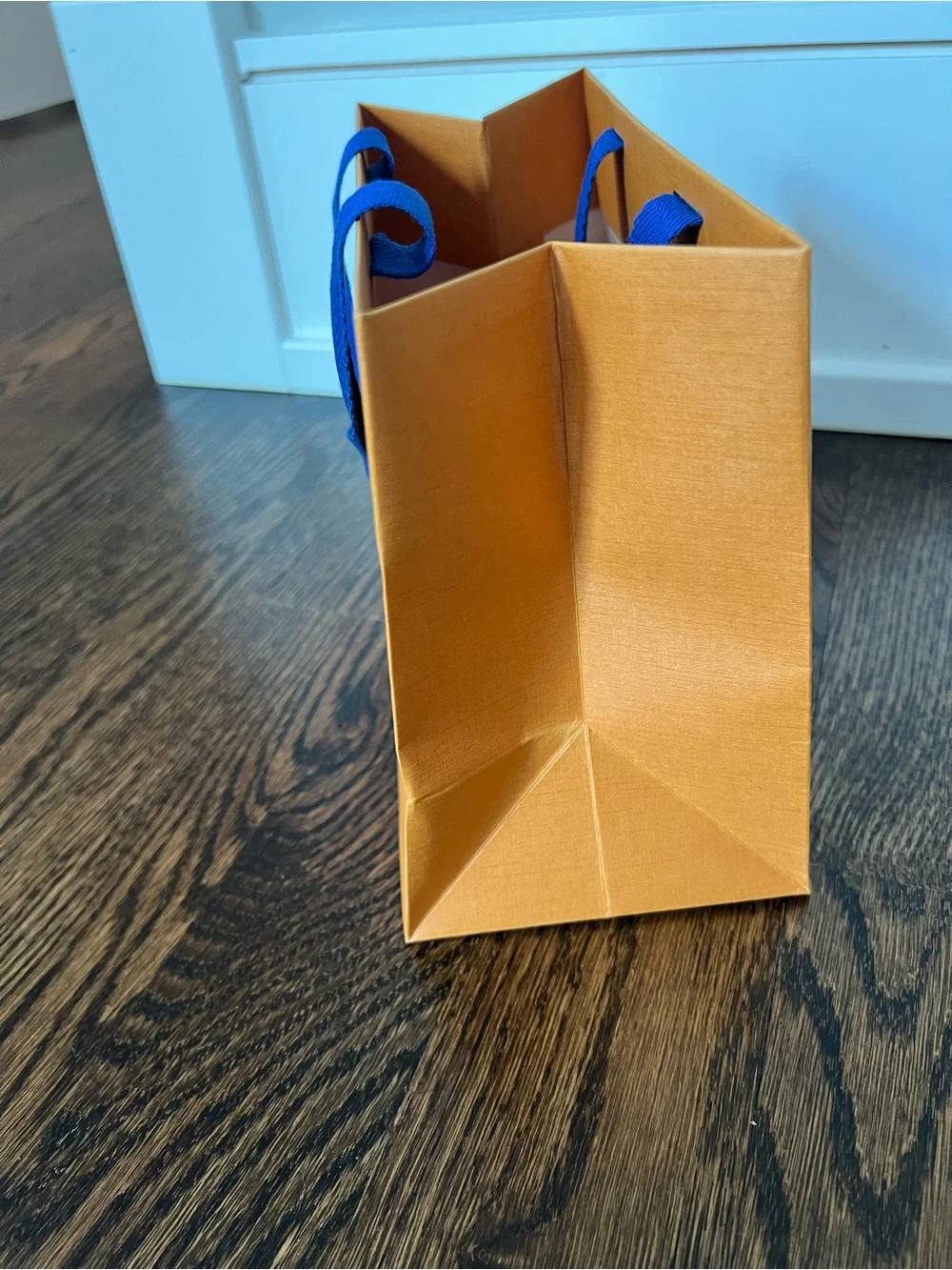 Louis Vuitton Orange Gift Bag with Blue Ribbon Handles